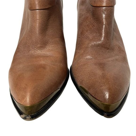 B. Makowsky Quinn Womens Brown Leather Ankle Booties Size 8.5 Almond Toe - Picture 12 of 13